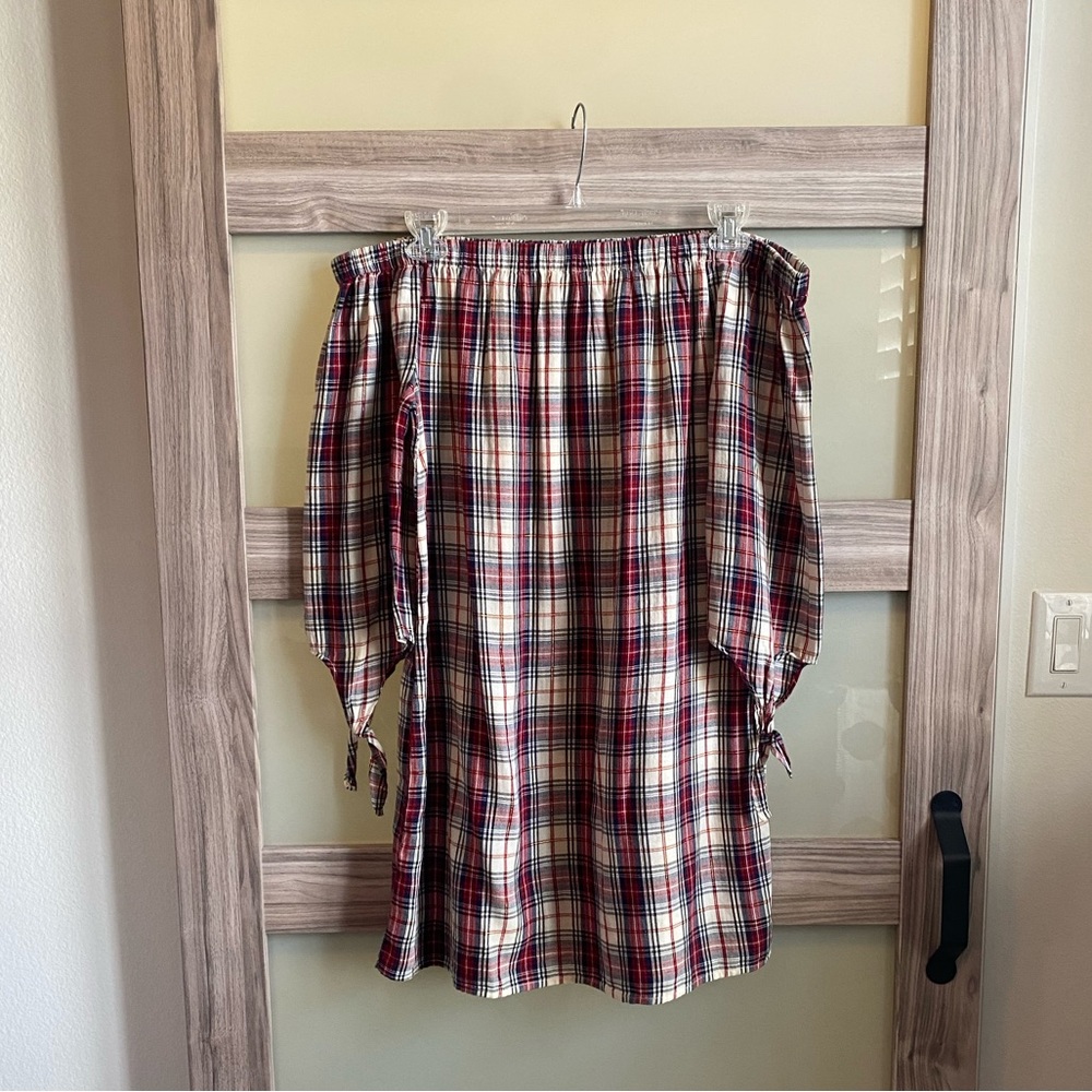 🛍Plaid Off-The-Shoulder Dress